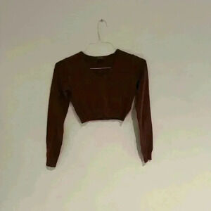 John Galt (Brandy Melville) Long Sleeve V Neck Crop Top One Size Like New